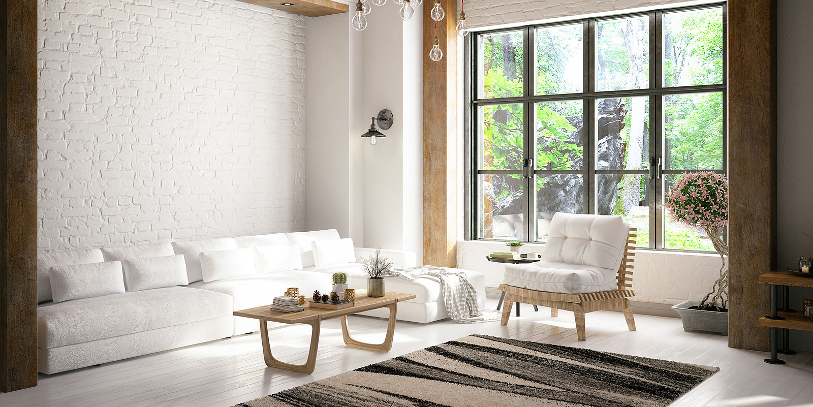 white and simple living room