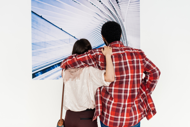 Couple looking at a museum display in Houston